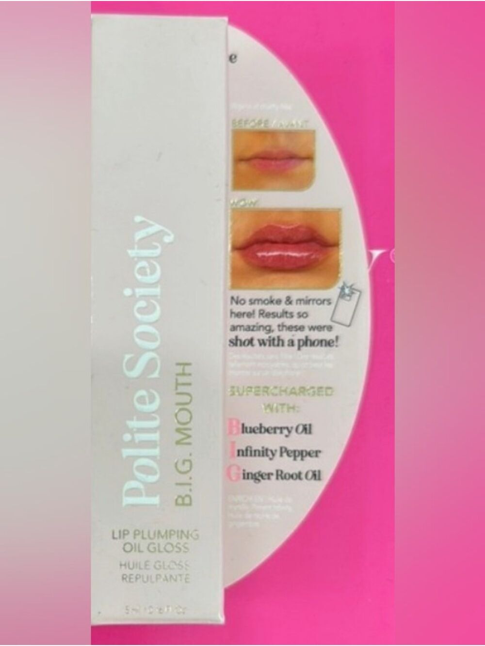 Polite Society B.I.G. Mouth Lip Plumping Oil Gloss - Pink